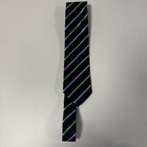 Berlioni Italy Tie micro fiber handmade vintage Blue Green Striped